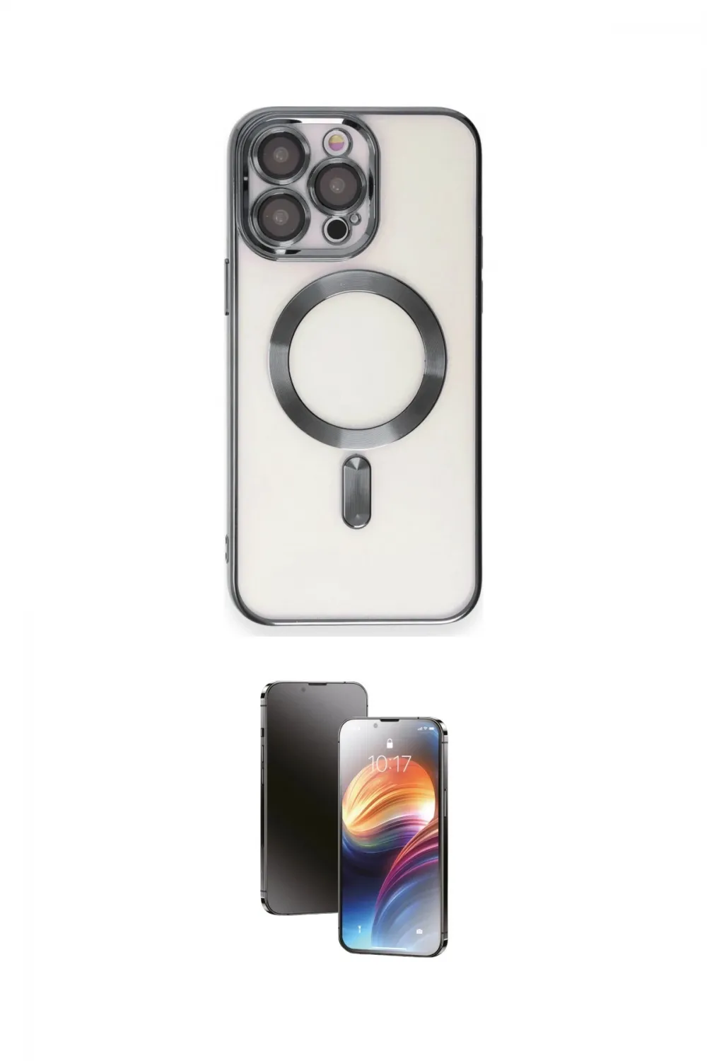 ieg™ iPhone 15 Pro Kılıf Nova Işık Özel Seri - Siyah 3D Antistatik Mat Seramik Nano Ekran Koruyucu