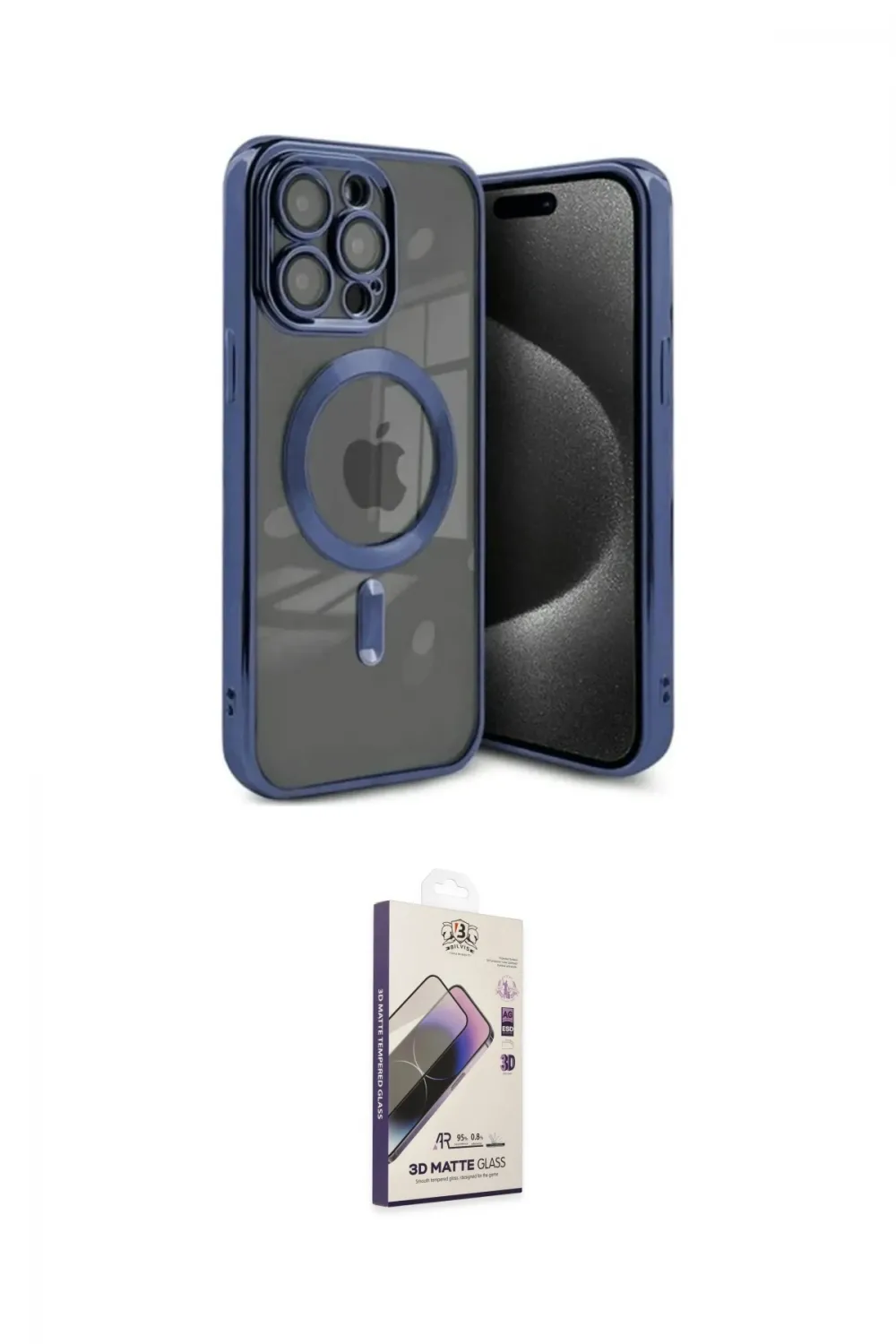 ieg™ iPhone 15 Pro Kılıf Nova Işık Özel Seri - Siyah Bilvis 3D Mat Cam Ekran Koruyucu