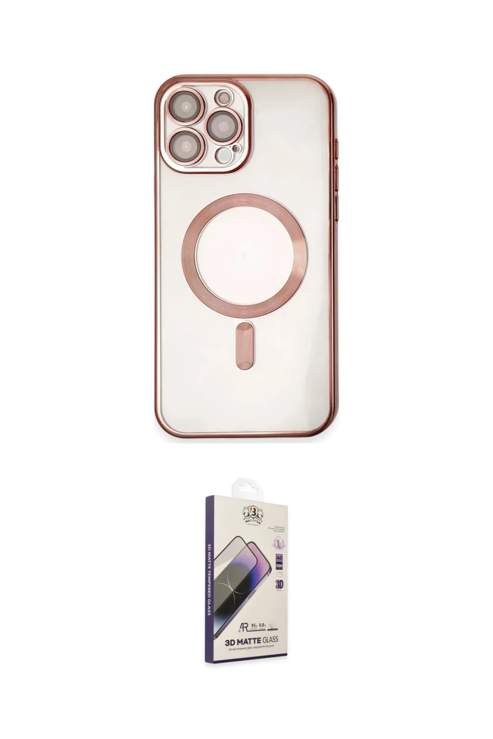 ieg™ iPhone 15 Pro Kılıf Nova Işık Özel Seri - Siyah Bilvis 3D Mat Cam Ekran Koruyucu