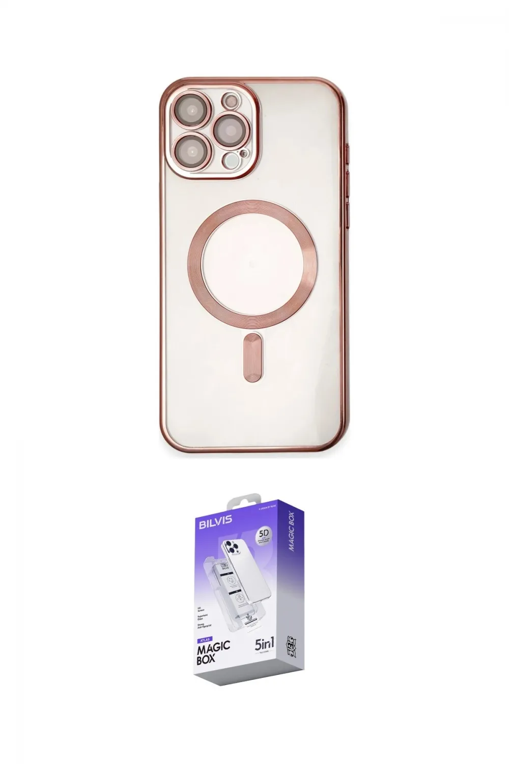 ieg™ iPhone 15 Pro Kılıf Nova Işık Özel Seri - Siyah Bilvis 5in1 3D Magic Cam Ekran Koruyucu