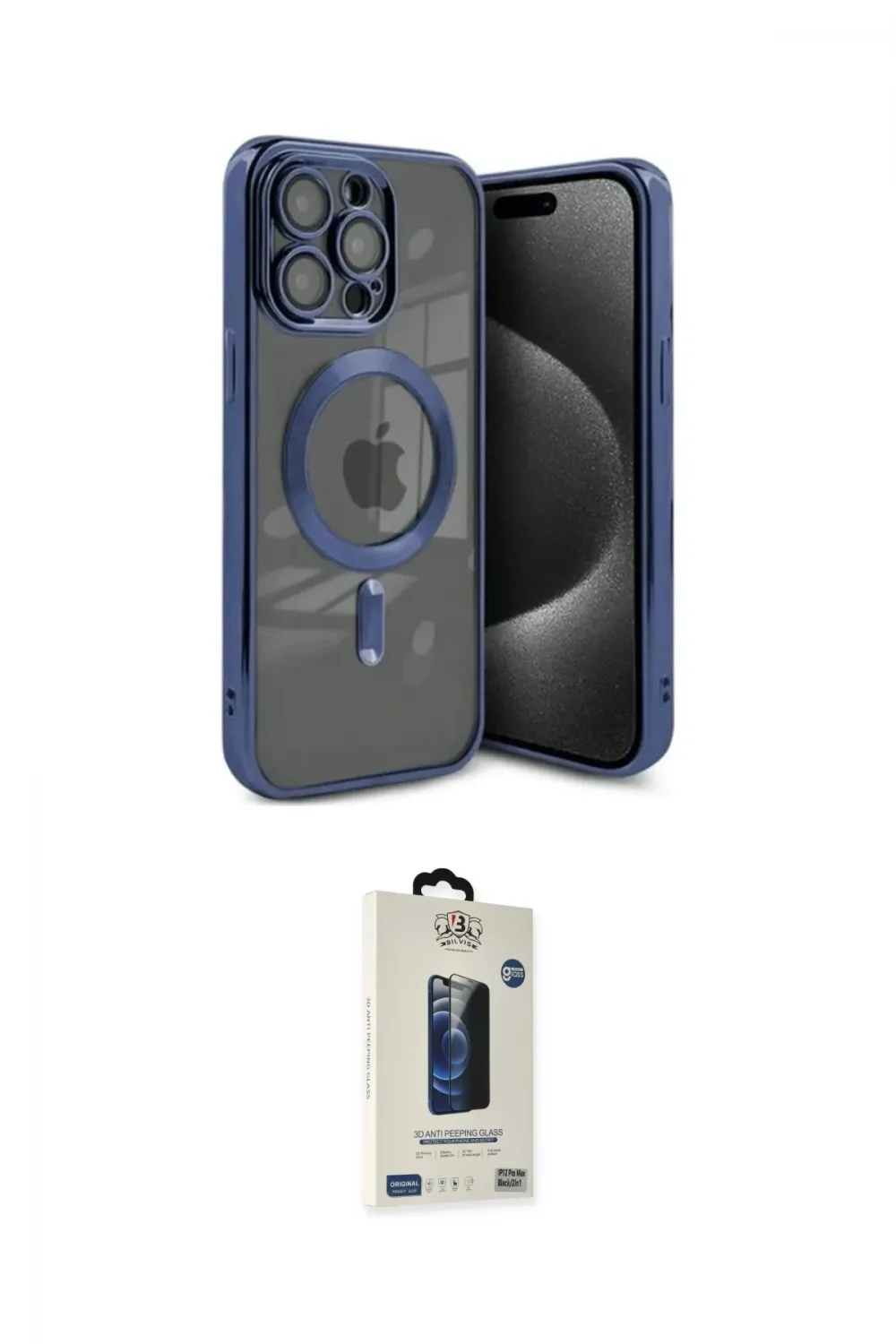 ieg™ iPhone 15 Pro Kılıf Nova Işık Özel Seri - Siyah Bilvis Hayalet Cam Ekran Koruyucu