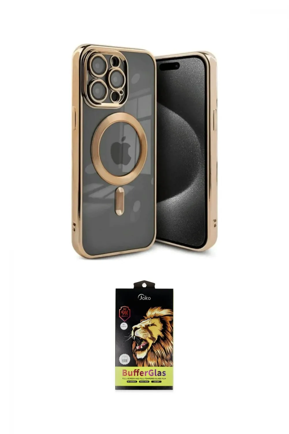 ieg™ iPhone 15 Pro Kılıf Nova Işık Özel Seri - Siyah Buffer Cam Ekran Koruyucu