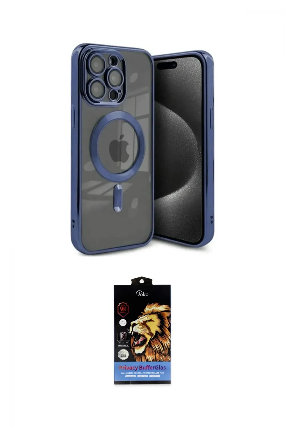 ieg™ iPhone 15 Pro Kılıf Nova Işık Özel Seri - Siyah Buffer Hayalet Cam Ekran Koruyucu