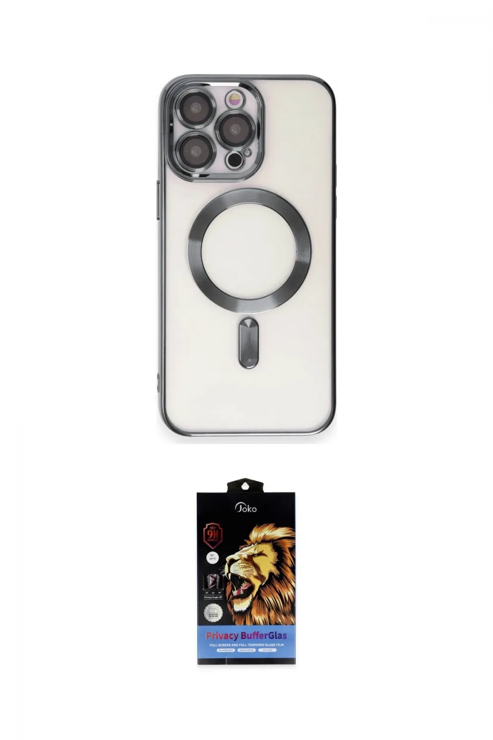 ieg™ iPhone 15 Pro Kılıf Nova Işık Özel Seri - Siyah Buffer Hayalet Cam Ekran Koruyucu