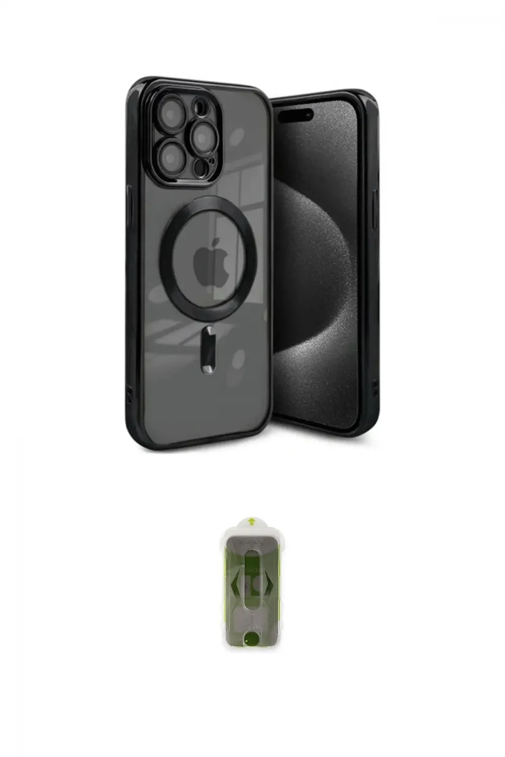 ieg™ iPhone 15 Pro Kılıf Nova Işık Özel Seri - Siyah Joko Magic 5D Hayalet Cam