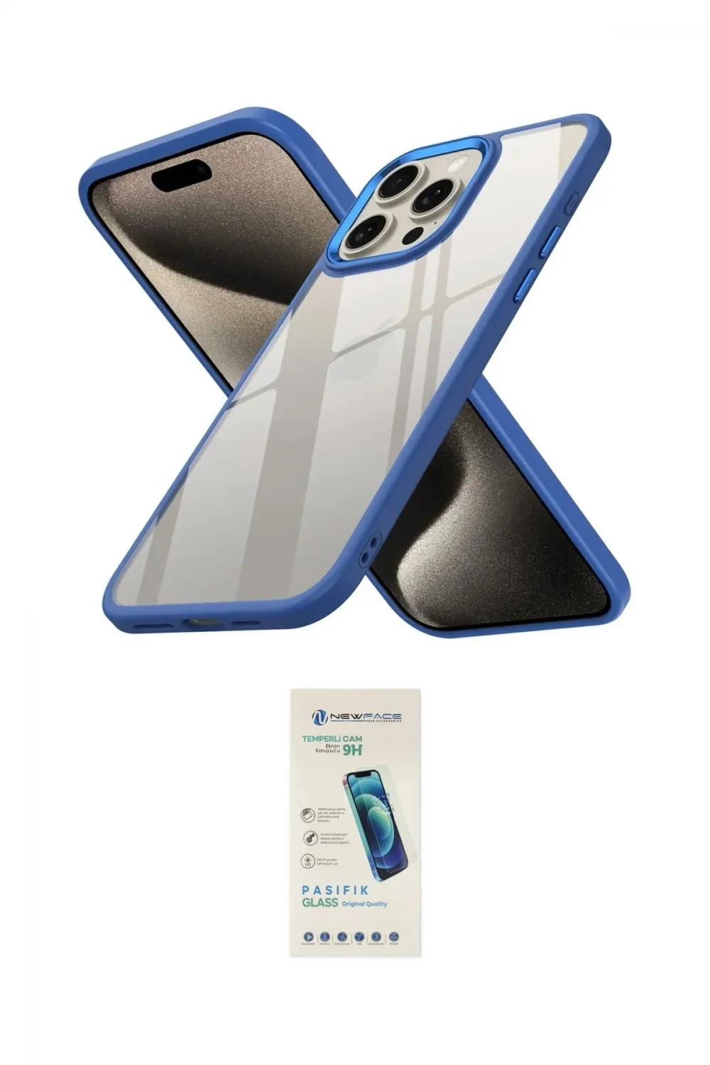 ieg™ iPhone 15 Pro Kılıf Nova Işık Serisi - Şeffaf Pasifik Cam Ekran Koruyucu