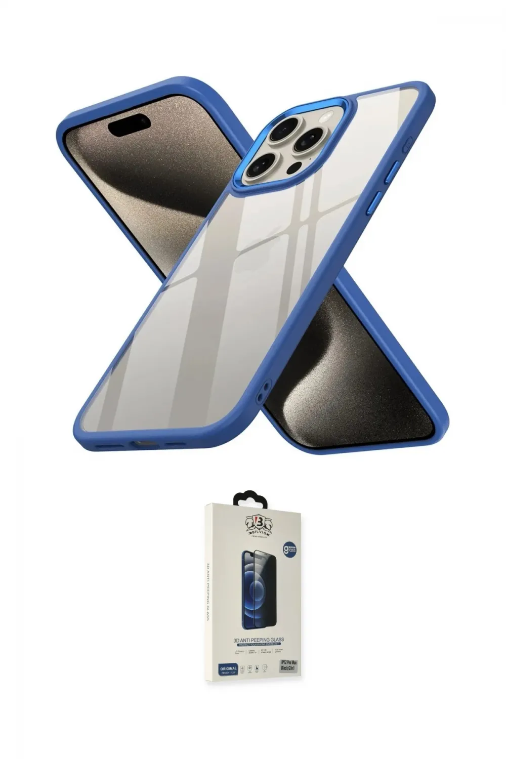 ieg™ iPhone 15 Pro Kılıf Nova Işık Serisi - Siyah Bilvis Hayalet Cam Ekran Koruyucu