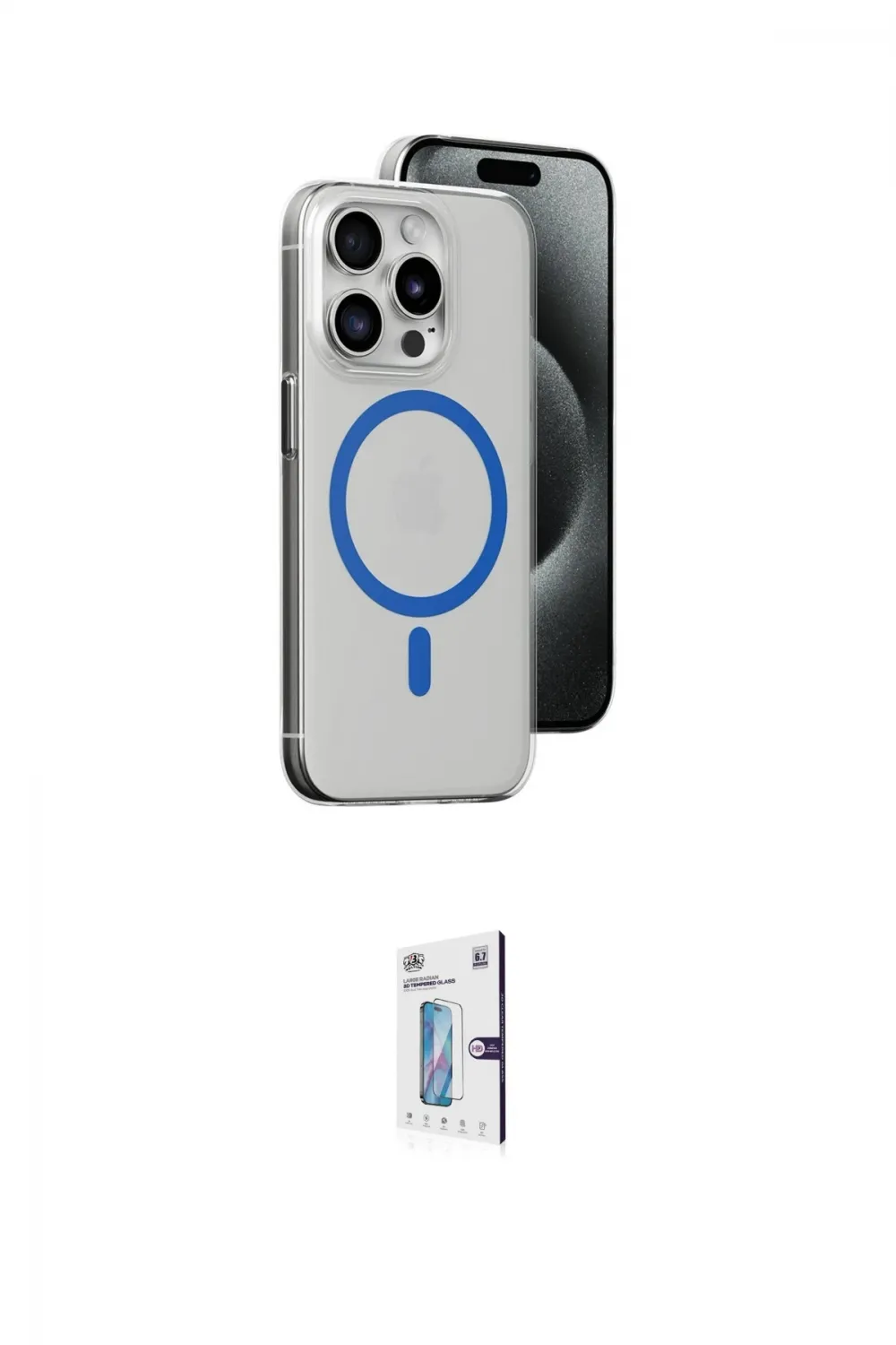 ieg™ iPhone 15 Pro Kılıf Odak Form Özel Seri - Siyah Bilvis 0.18mm Plus Cam Ekran Koruyucu