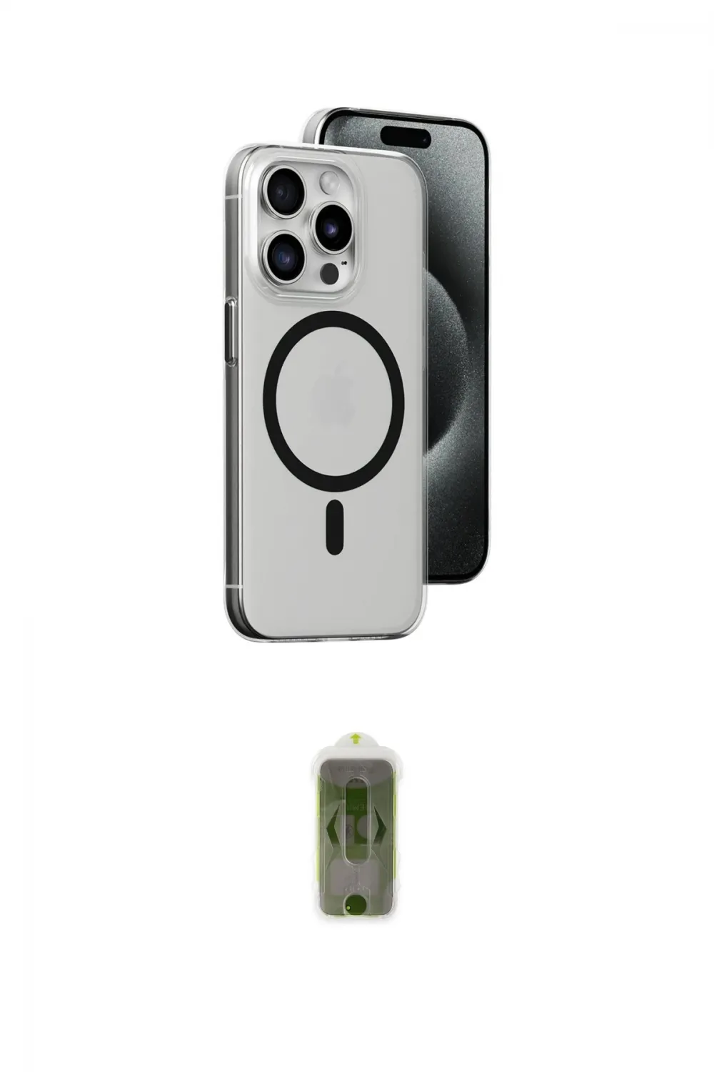 ieg™ iPhone 15 Pro Kılıf Odak Form Özel Seri - Siyah Joko Magic 5D Hayalet Cam