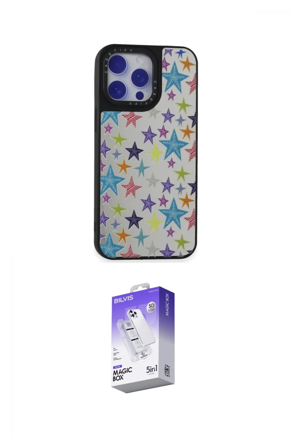 ieg™ iPhone 15 Pro Kılıf Odak Klasik Serisi - Siyah Bilvis 5in1 3D Magic Cam Ekran Koruyucu