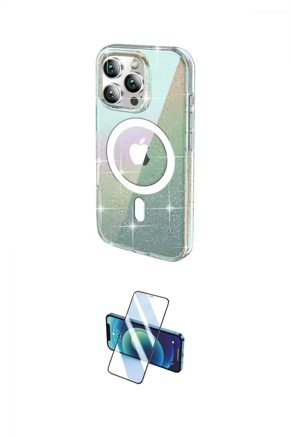 ieg™ iPhone 15 Pro Kılıf Odak Modern Serisi - Siyah 3D Antistatik Cam Ekran Koruyucu