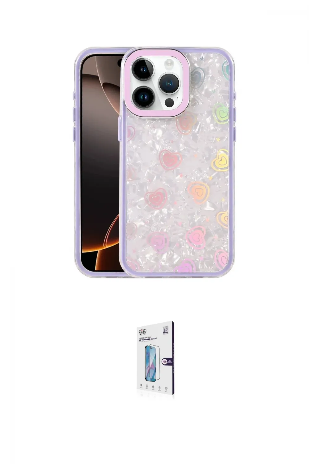 ieg™ iPhone 15 Pro Kılıf Odak Prime - Siyah Bilvis 0.18mm Plus Cam Ekran Koruyucu