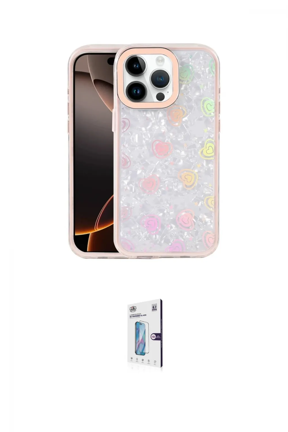 ieg™ iPhone 15 Pro Kılıf Odak Prime - Siyah Bilvis 0.18mm Plus Cam Ekran Koruyucu