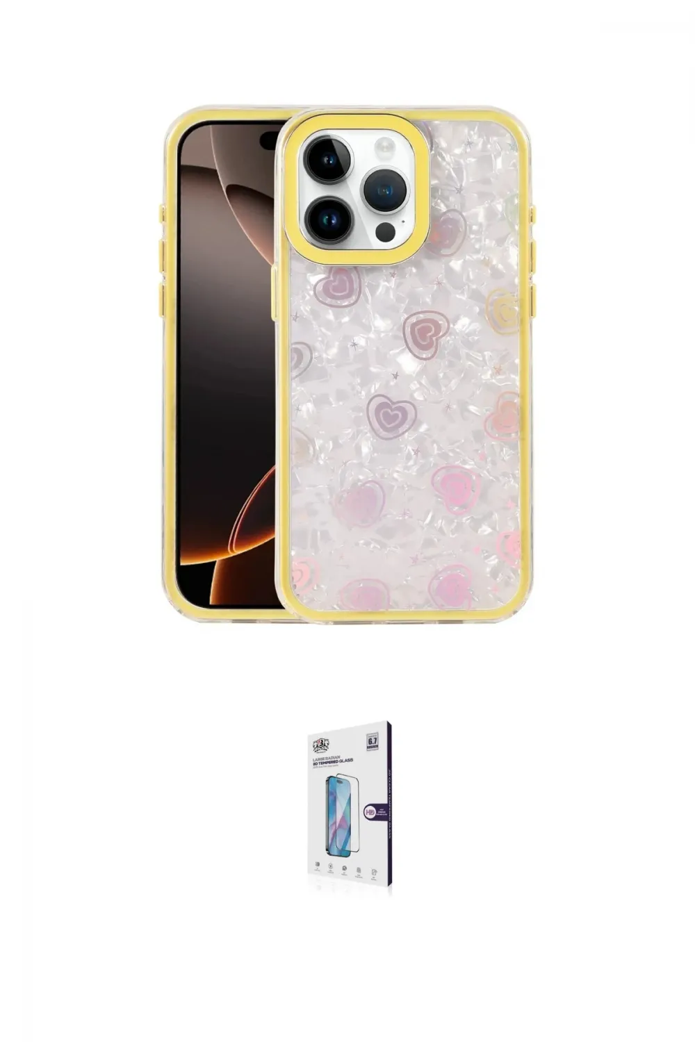 ieg™ iPhone 15 Pro Kılıf Odak Prime - Siyah Bilvis 0.18mm Plus Cam Ekran Koruyucu