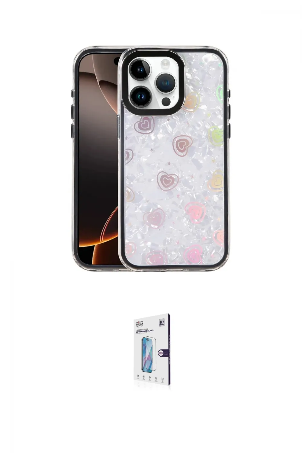 ieg™ iPhone 15 Pro Kılıf Odak Prime - Siyah Bilvis 0.18mm Plus Cam Ekran Koruyucu