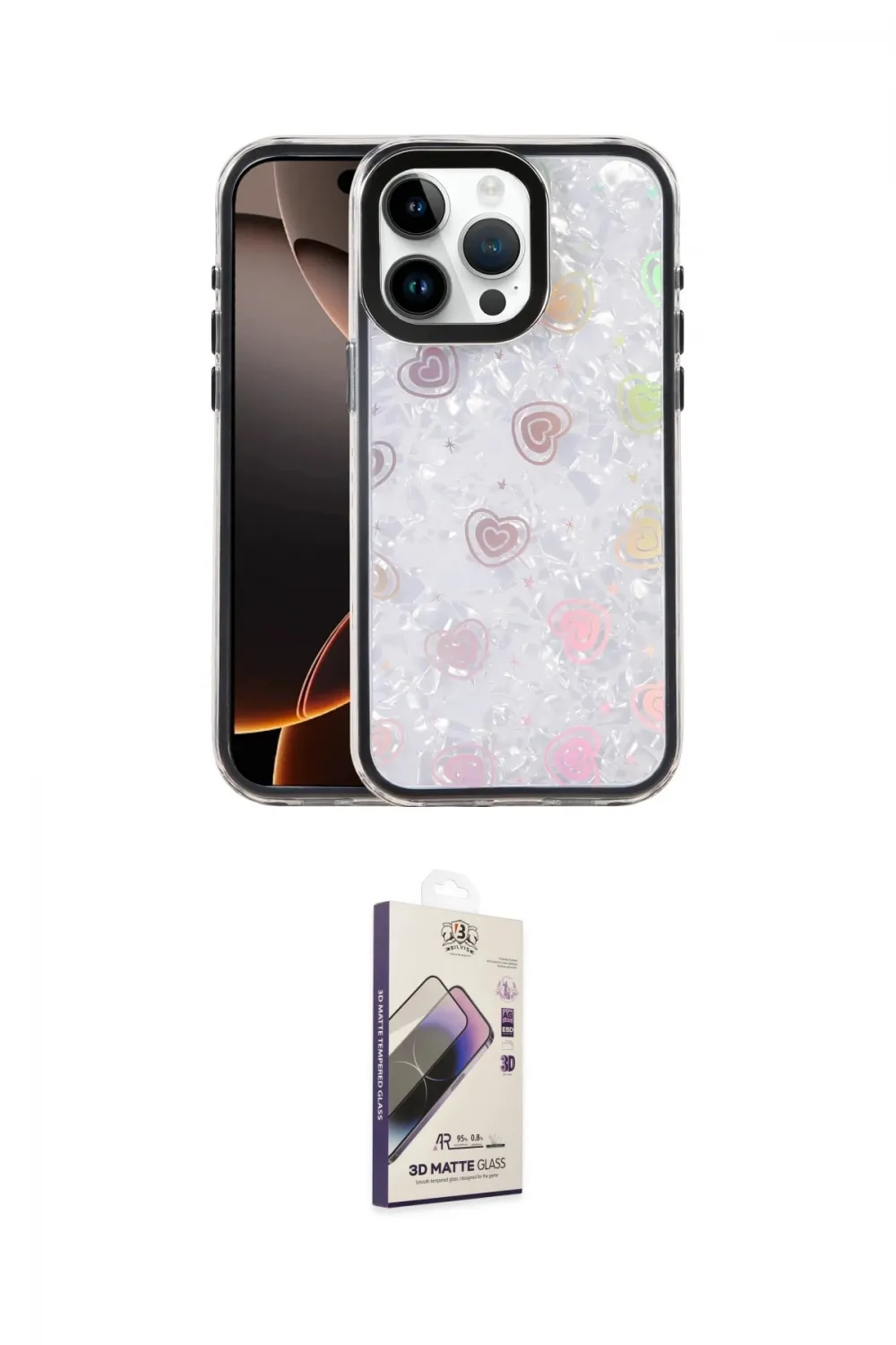 ieg™ iPhone 15 Pro Kılıf Odak Prime - Siyah Bilvis 3D Mat Cam Ekran Koruyucu
