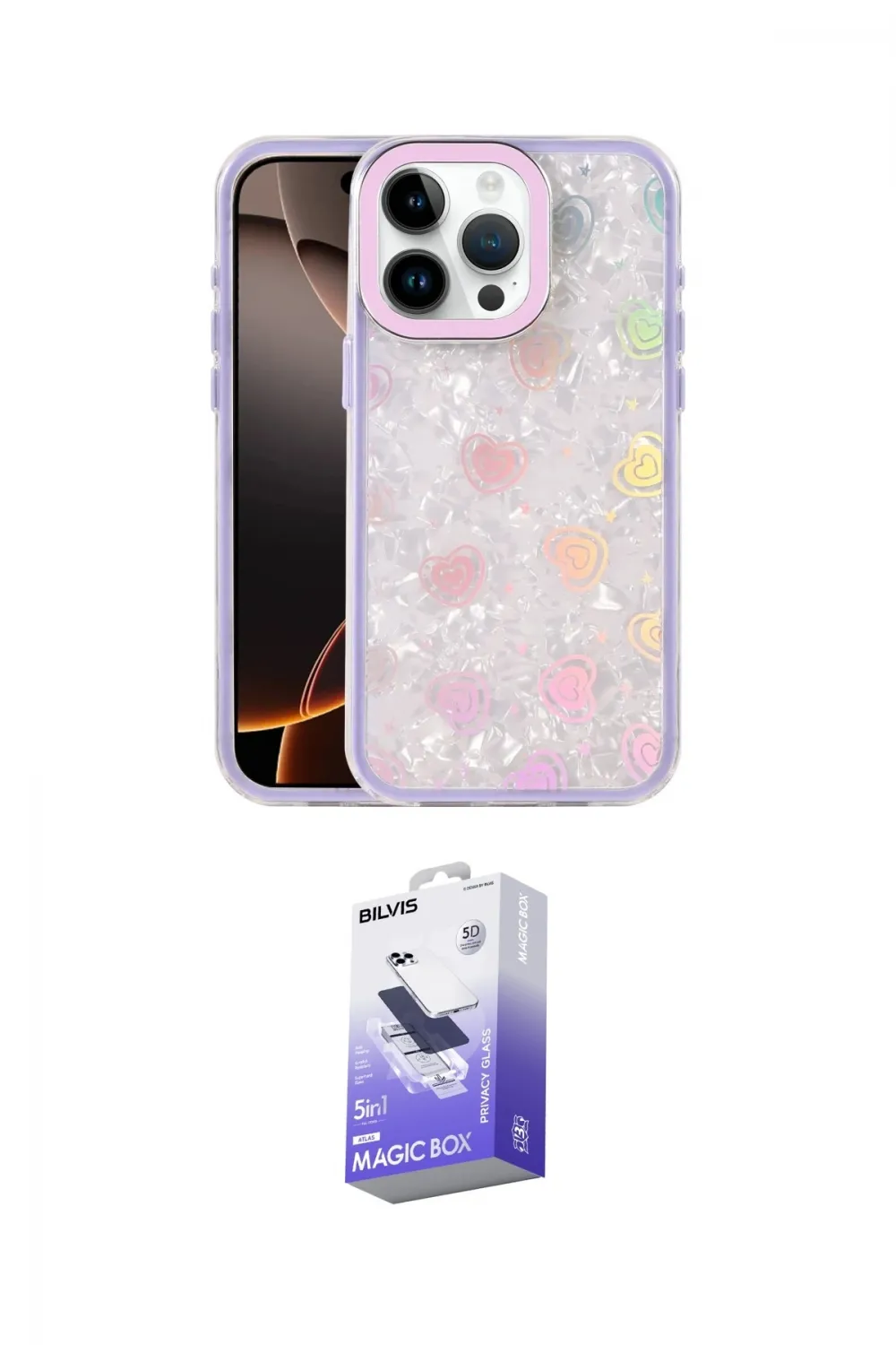 ieg™ iPhone 15 Pro Kılıf Odak Prime - Siyah Bilvis 5in1 5D Magic Hayalet Cam Ekran Koruyucu