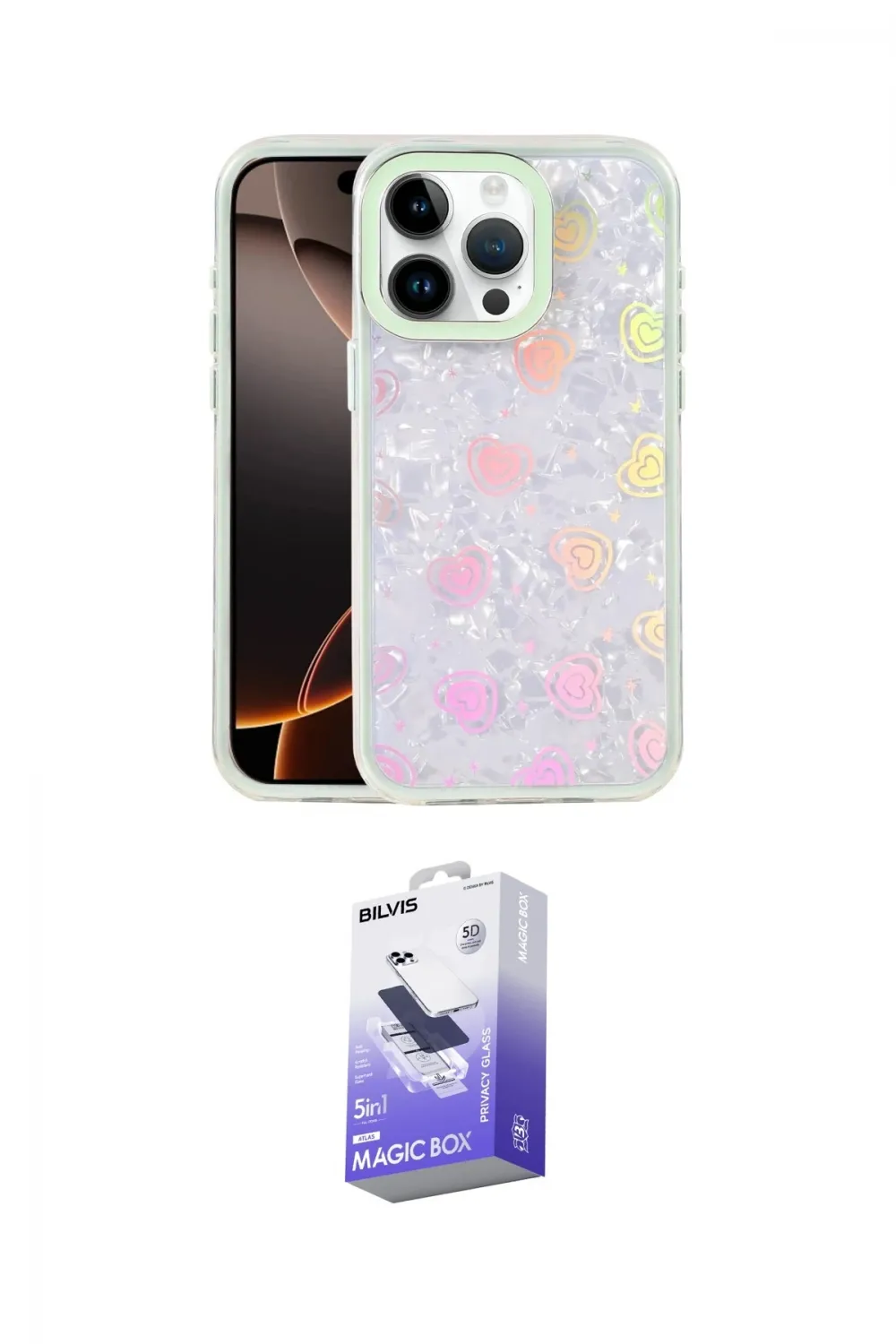 ieg™ iPhone 15 Pro Kılıf Odak Prime - Siyah Bilvis 5in1 5D Magic Hayalet Cam Ekran Koruyucu