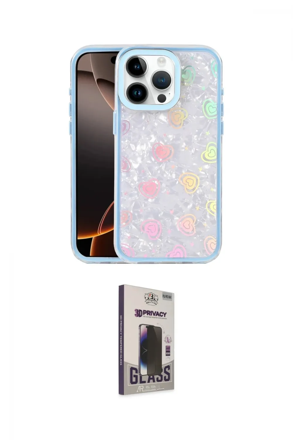 ieg™ iPhone 15 Pro Kılıf Odak Prime - Siyah Bilvis Hayalet Cam Ekran Koruyucu