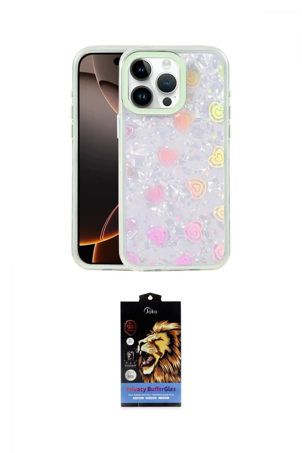ieg™ iPhone 15 Pro Kılıf Odak Prime - Siyah Buffer Hayalet Cam Ekran Koruyucu