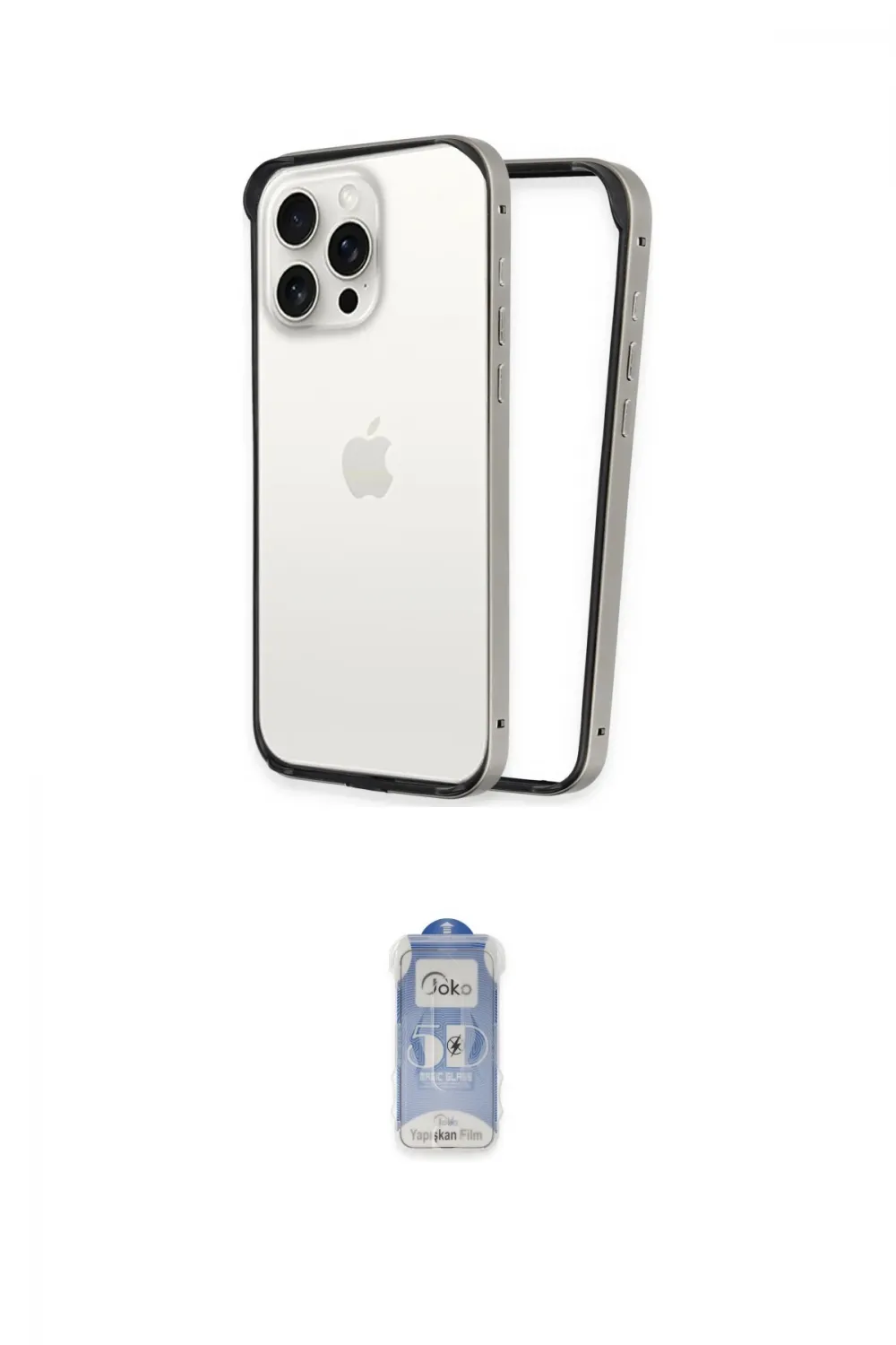 ieg™ iPhone 15 Pro Kılıf Pusula Asil Koleksiyonu - Siyah Joko Magic 5D Cam