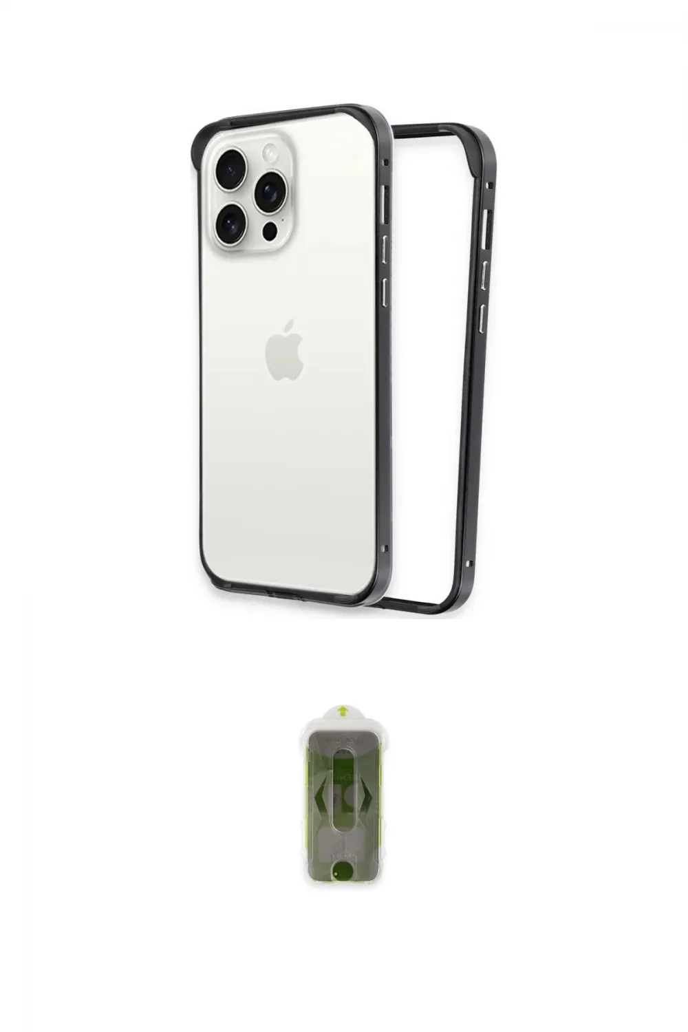 ieg™ iPhone 15 Pro Kılıf Pusula Asil Koleksiyonu - Siyah Joko Magic 5D Hayalet Cam