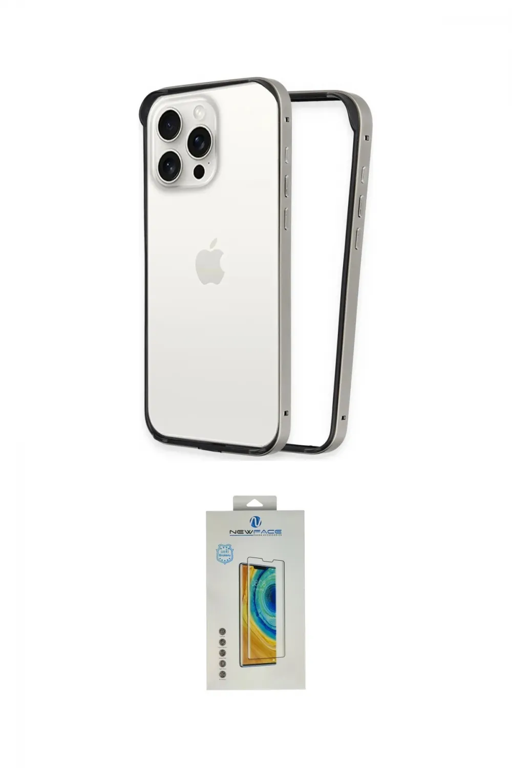 ieg™ iPhone 15 Pro Kılıf Pusula Asil Koleksiyonu - Siyah Polymer Nano Ekran Koruyucu