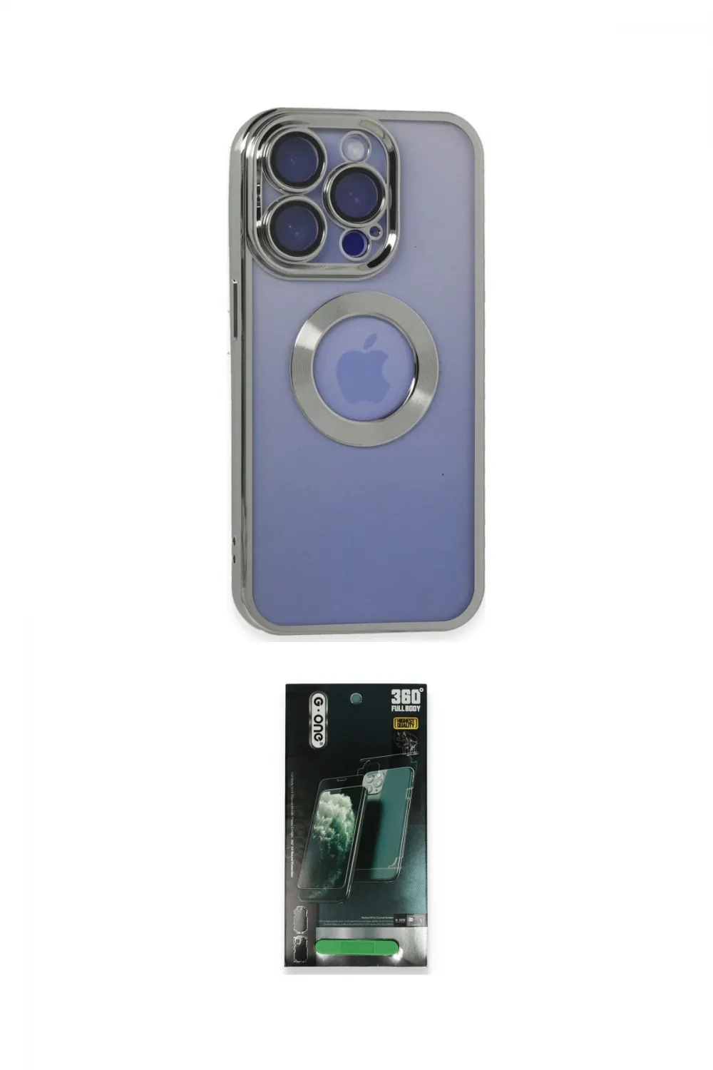 ieg™ iPhone 15 Pro Kılıf Pusula Form - Şeffaf 360 Full Body Arka Koruyucu