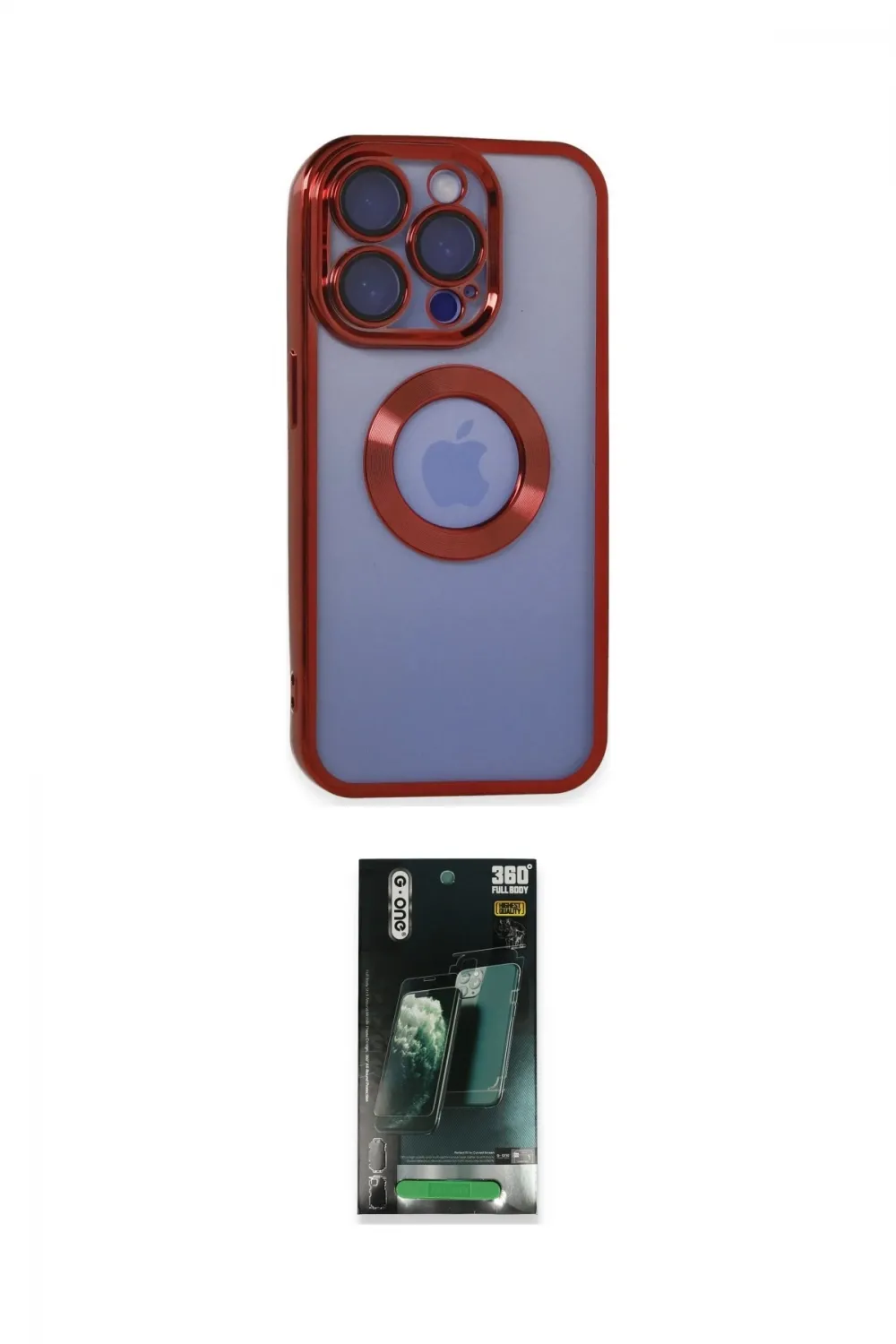 ieg™ iPhone 15 Pro Kılıf Pusula Form - Şeffaf 360 Full Body Arka Koruyucu