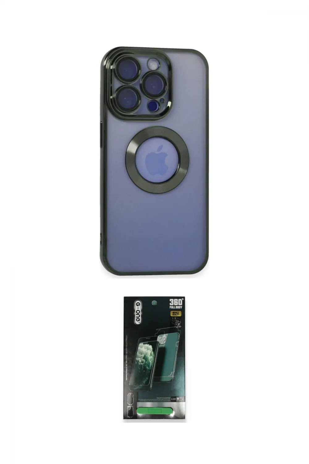 ieg™ iPhone 15 Pro Kılıf Pusula Form - Şeffaf 360 Full Body Arka Koruyucu