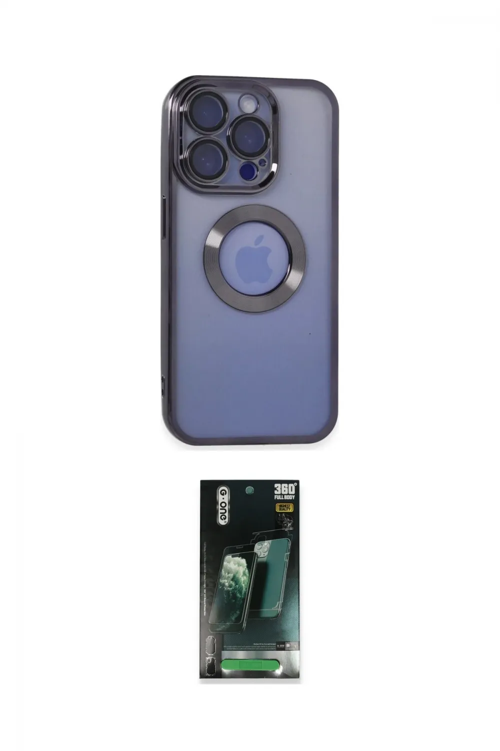 ieg™ iPhone 15 Pro Kılıf Pusula Form - Şeffaf 360 Full Body Arka Koruyucu