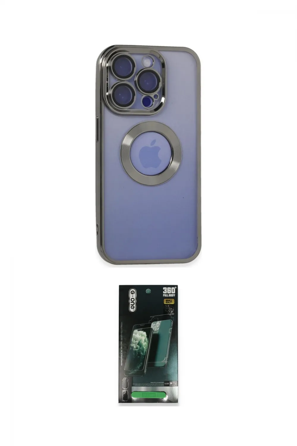 ieg™ iPhone 15 Pro Kılıf Pusula Form - Şeffaf 360 Full Body Arka Koruyucu
