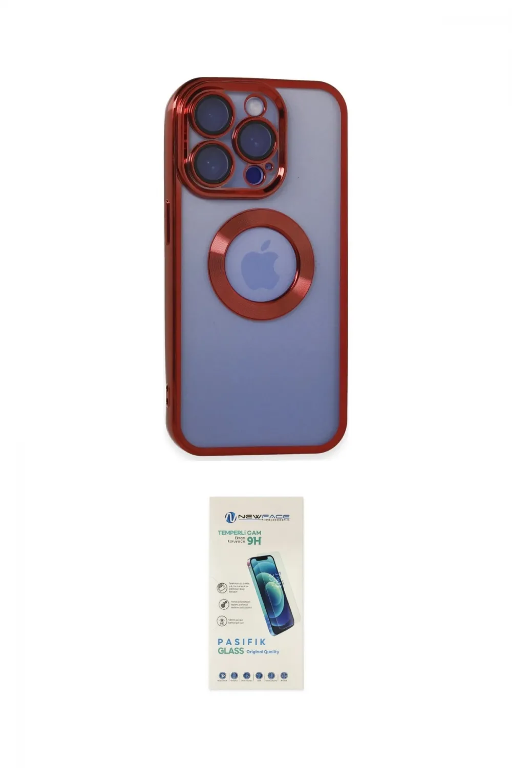 ieg™ iPhone 15 Pro Kılıf Pusula Form - Şeffaf Pasifik Cam Ekran Koruyucu