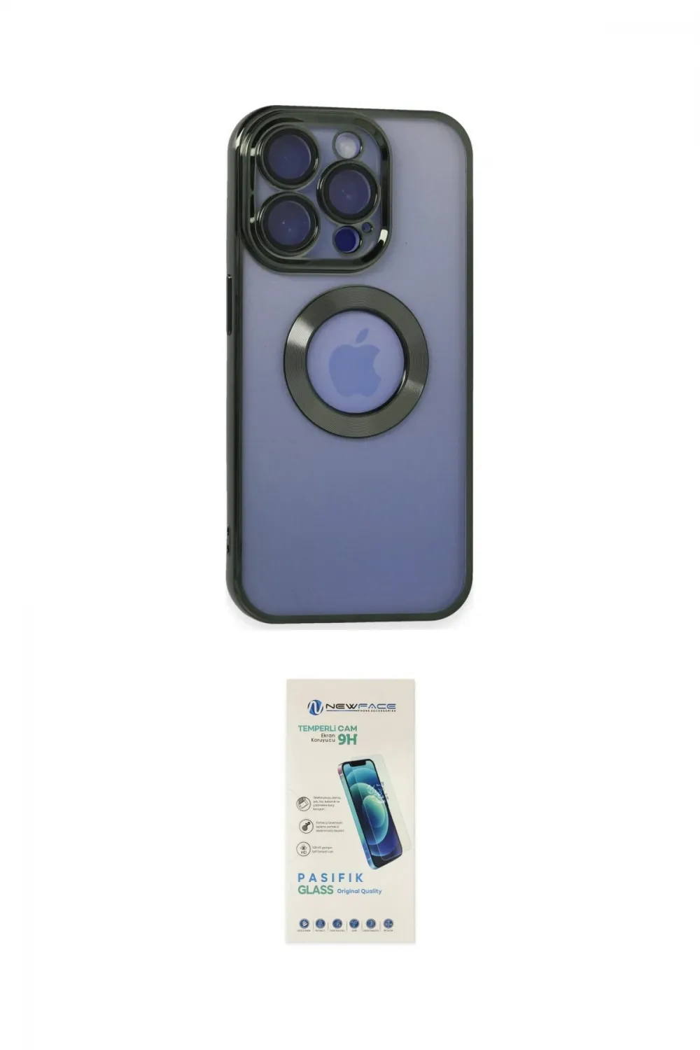 ieg™ iPhone 15 Pro Kılıf Pusula Form - Şeffaf Pasifik Cam Ekran Koruyucu