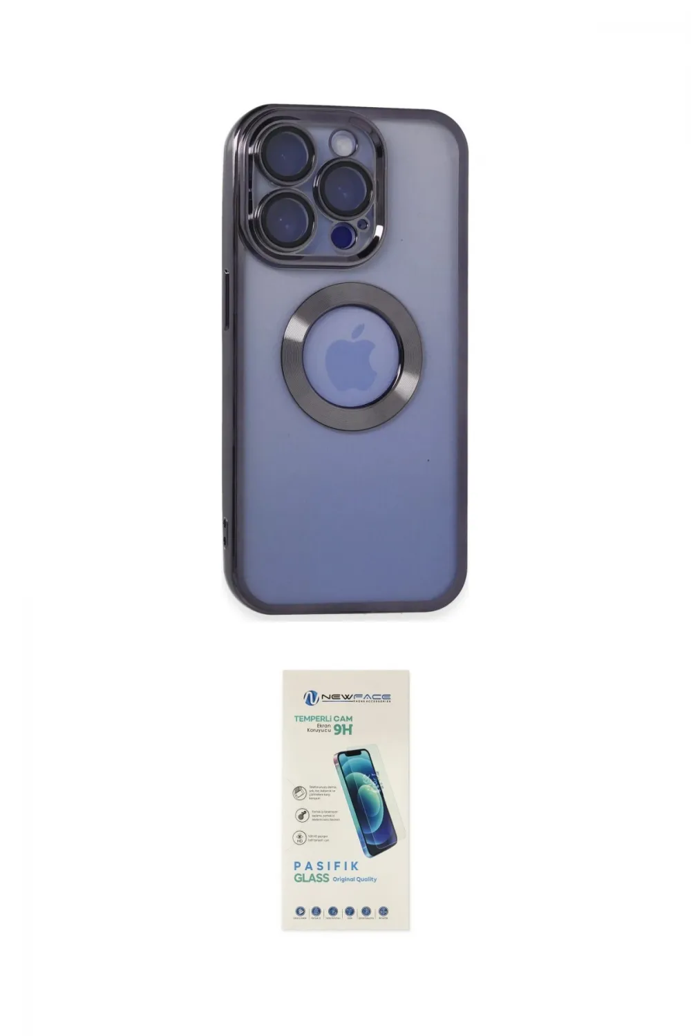 ieg™ iPhone 15 Pro Kılıf Pusula Form - Şeffaf Pasifik Cam Ekran Koruyucu
