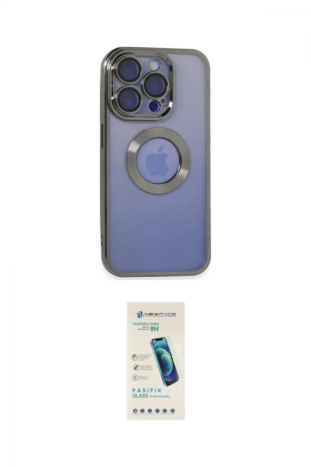 ieg™ iPhone 15 Pro Kılıf Pusula Form - Şeffaf Pasifik Cam Ekran Koruyucu