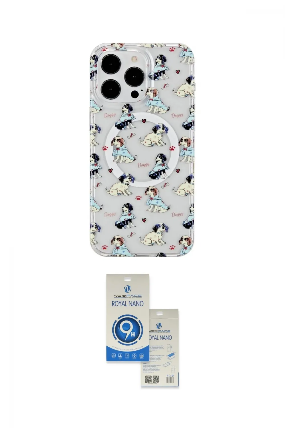 ieg™ iPhone 15 Pro Kılıf Pusula Form - Şeffaf Royal Nano Ekran Koruyucu