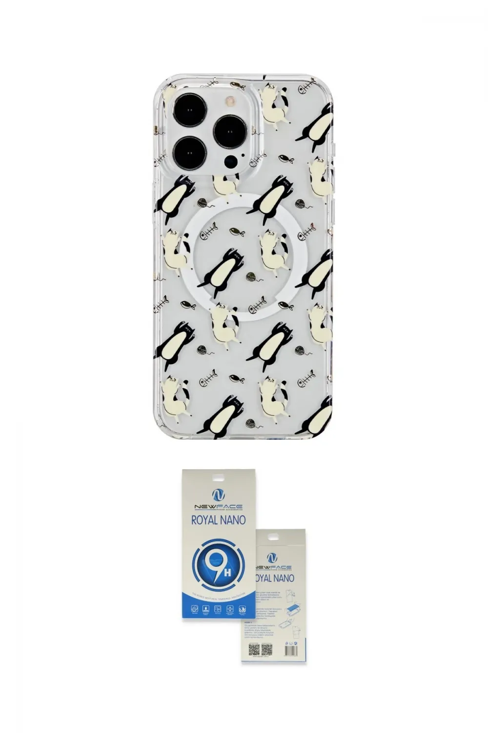 ieg™ iPhone 15 Pro Kılıf Pusula Form - Şeffaf Royal Nano Ekran Koruyucu