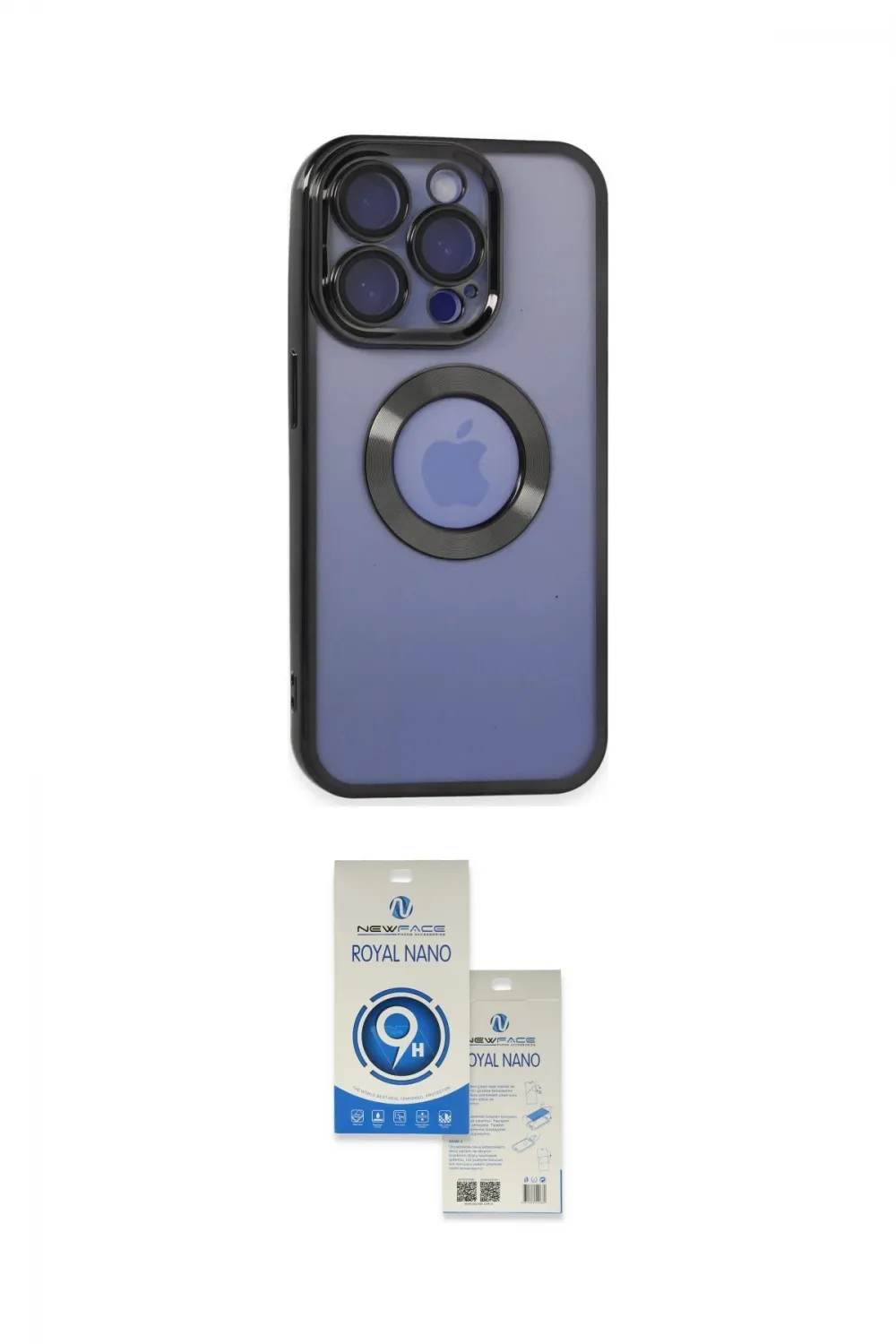 ieg™ iPhone 15 Pro Kılıf Pusula Form - Şeffaf Royal Nano Ekran Koruyucu