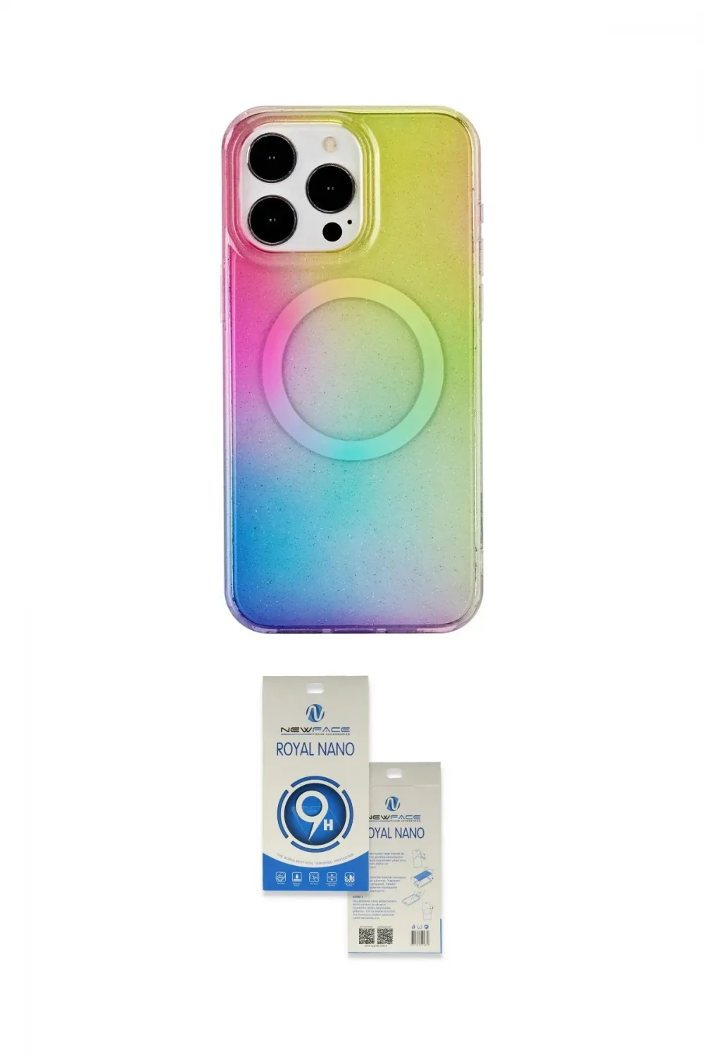ieg™ iPhone 15 Pro Kılıf Pusula Form - Şeffaf Royal Nano Ekran Koruyucu