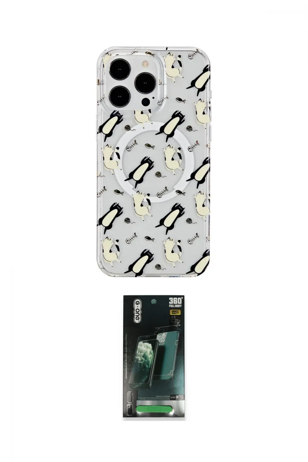 ieg™ iPhone 15 Pro Kılıf Pusula Form - Siyah 360 Mat Full Body Arka Koruyucu