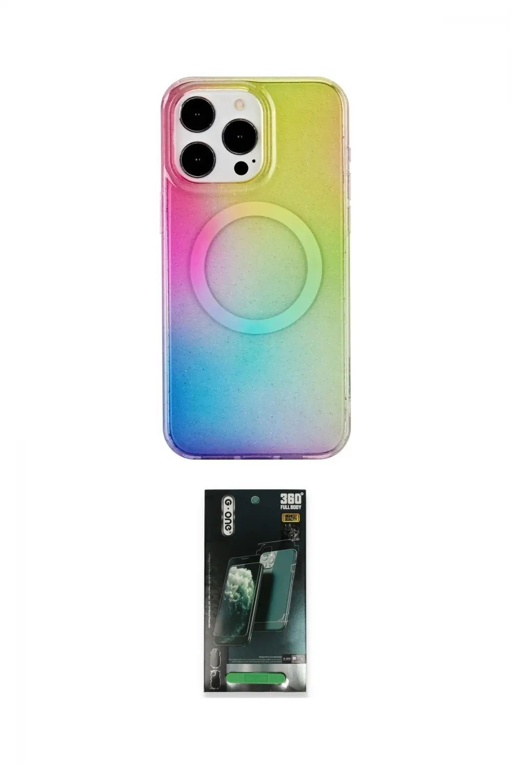 ieg™ iPhone 15 Pro Kılıf Pusula Form - Siyah 360 Mat Full Body Arka Koruyucu