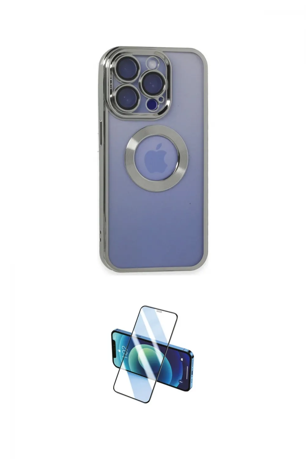 ieg™ iPhone 15 Pro Kılıf Pusula Form - Siyah 3D Antistatik Cam Ekran Koruyucu