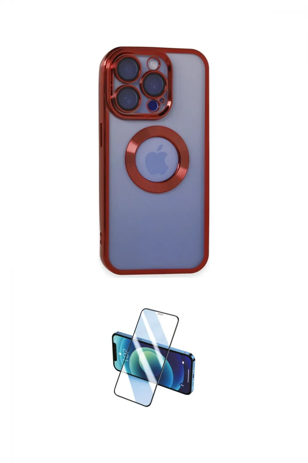 ieg™ iPhone 15 Pro Kılıf Pusula Form - Siyah 3D Antistatik Cam Ekran Koruyucu