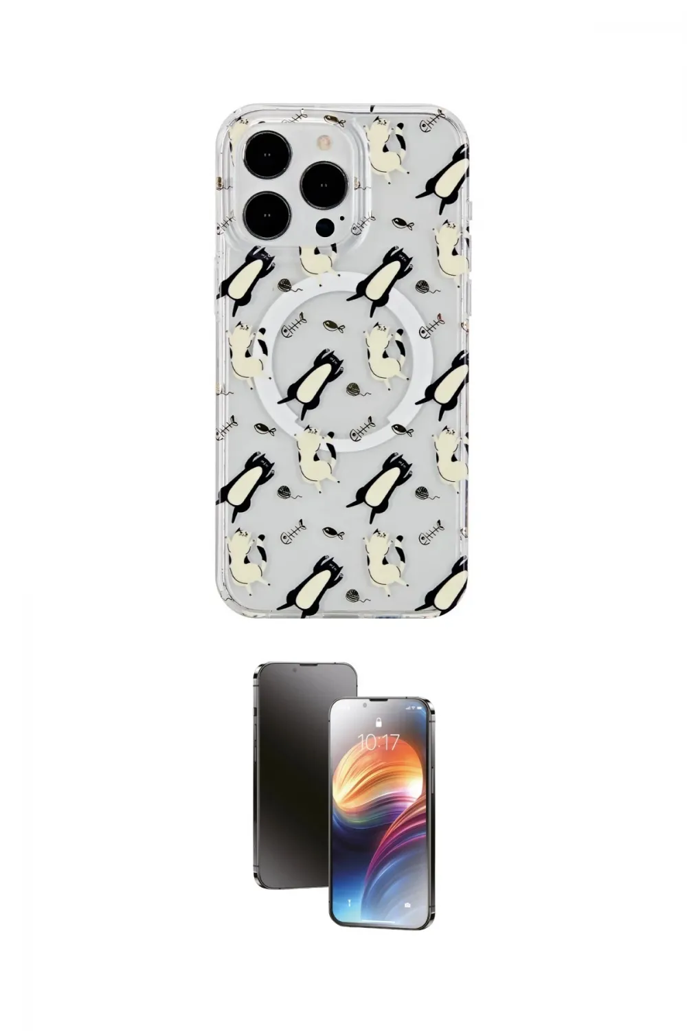 ieg™ iPhone 15 Pro Kılıf Pusula Form - Siyah 3D Antistatik Mat Seramik Nano Ekran Koruyucu