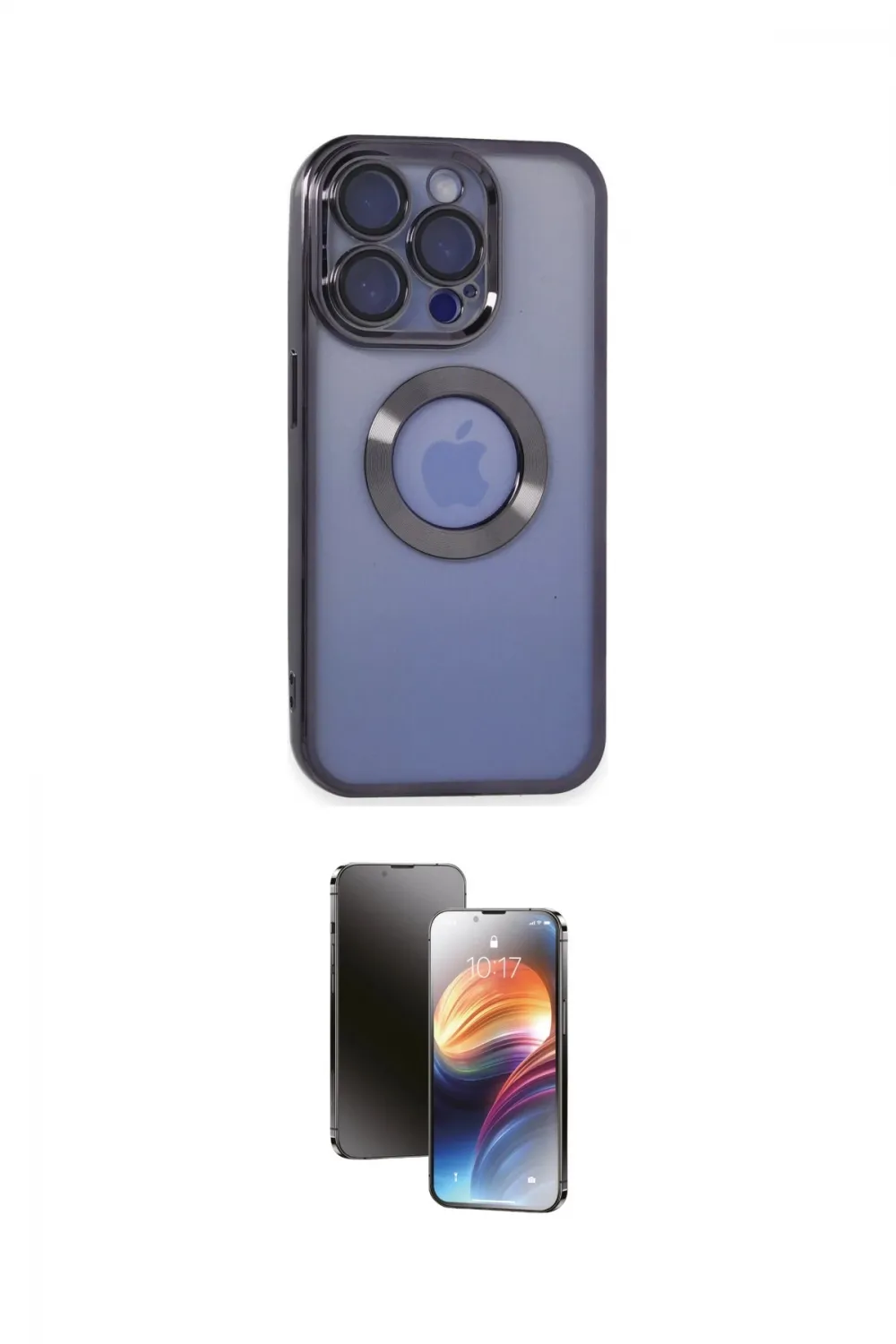 ieg™ iPhone 15 Pro Kılıf Pusula Form - Siyah 3D Antistatik Mat Seramik Nano Ekran Koruyucu