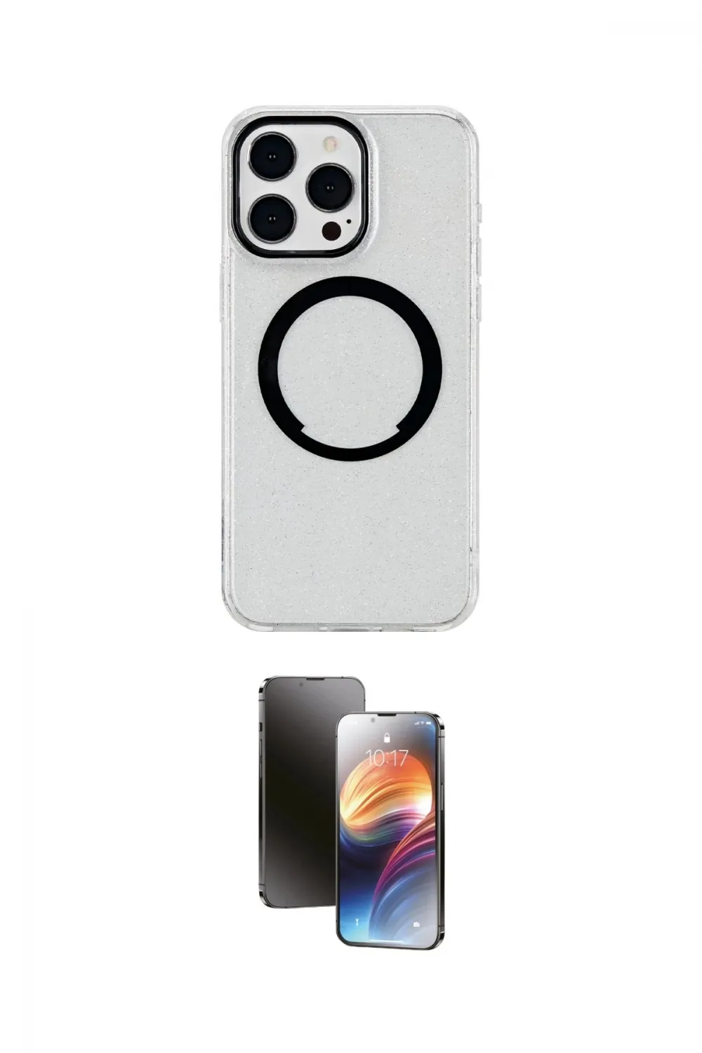 ieg™ iPhone 15 Pro Kılıf Pusula Form - Siyah 3D Antistatik Mat Seramik Nano Ekran Koruyucu