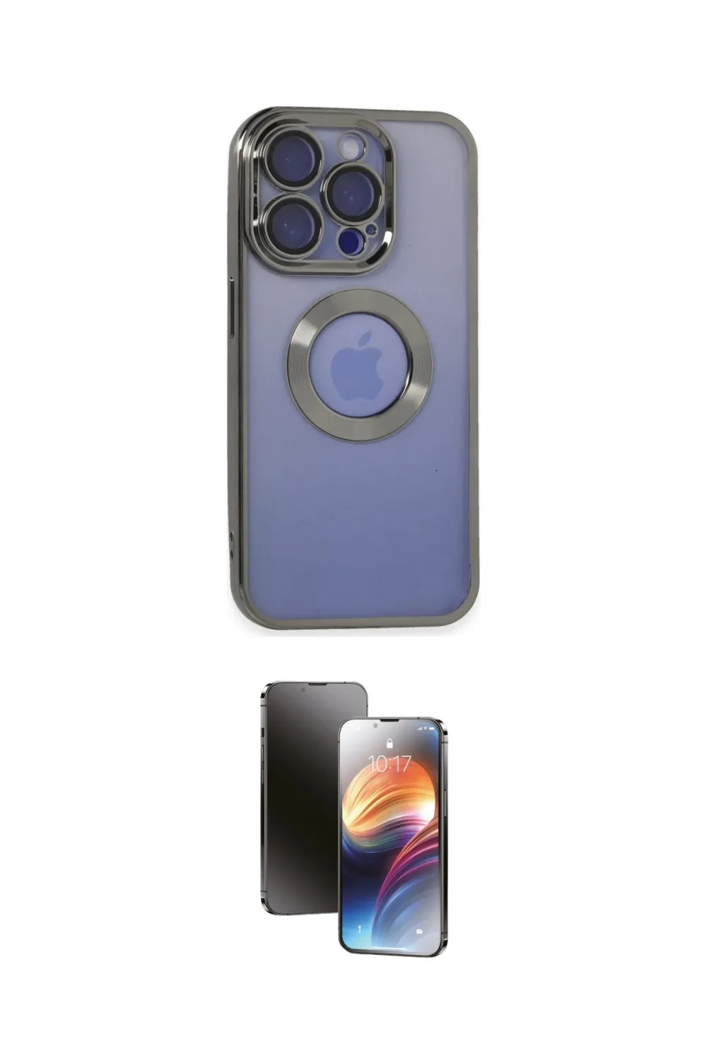 ieg™ iPhone 15 Pro Kılıf Pusula Form - Siyah 3D Antistatik Mat Seramik Nano Ekran Koruyucu