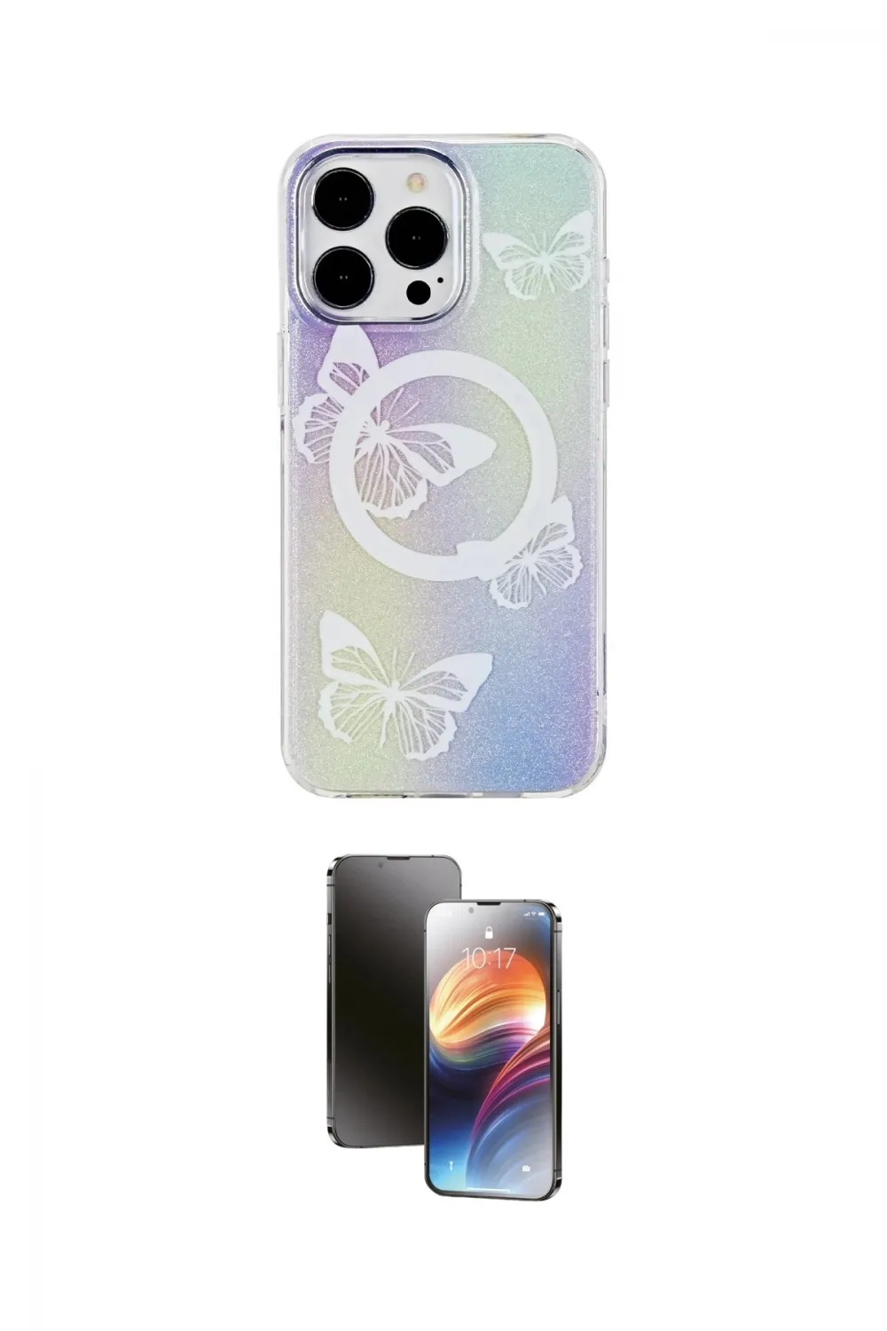 ieg™ iPhone 15 Pro Kılıf Pusula Form - Siyah 3D Antistatik Mat Seramik Nano Ekran Koruyucu