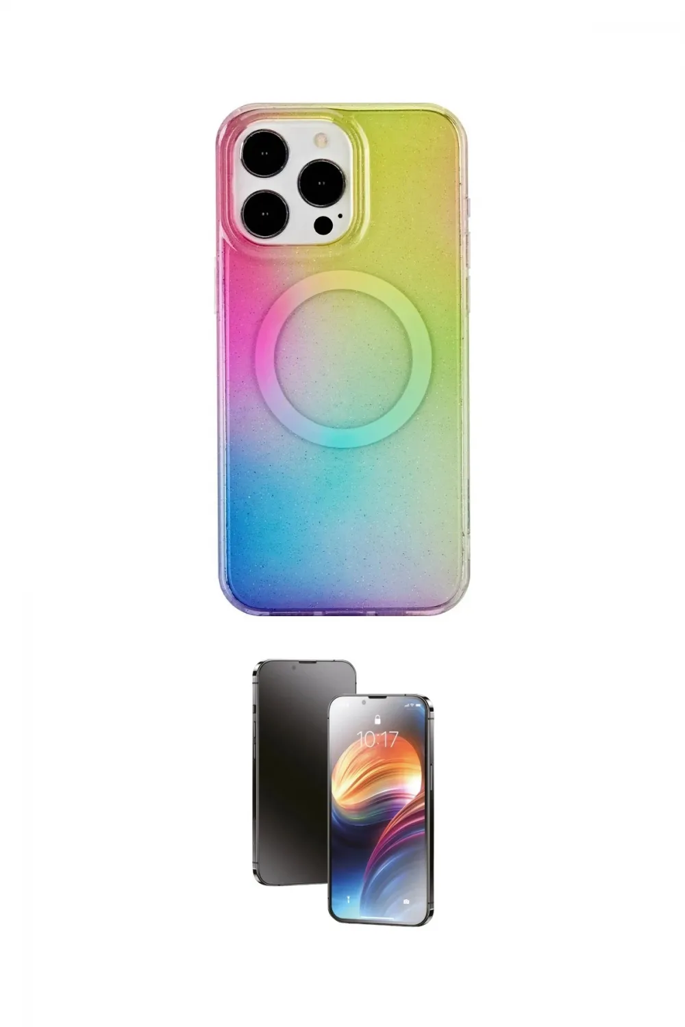 ieg™ iPhone 15 Pro Kılıf Pusula Form - Siyah 3D Antistatik Mat Seramik Nano Ekran Koruyucu
